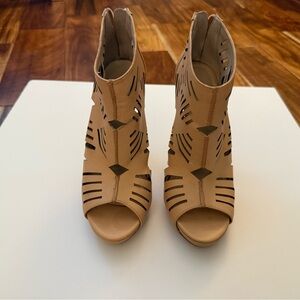 BCBGeneration Tan Heeled Boots/Booties with Intricate Design